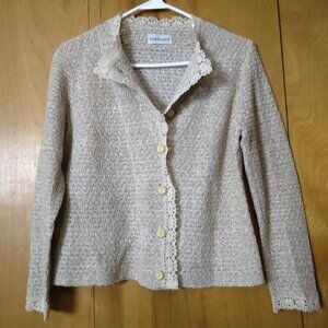 Huddlespun Women's Small Beige Button Front Cardigan Sweater